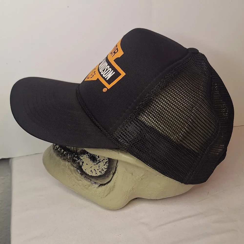 Harley-Davidson Black Trucker Hat with Orange Logo - Picture 4 of 6